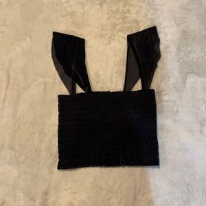 Boohoo black velvet cropped top